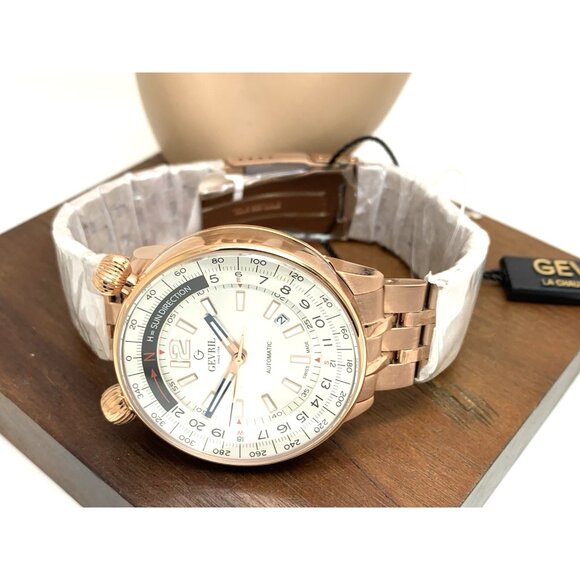 Gevril Men's Watch 48564 Swiss Automatic Wallabout Solar Compass Rose Gold 44mm - Picture 9 of 15